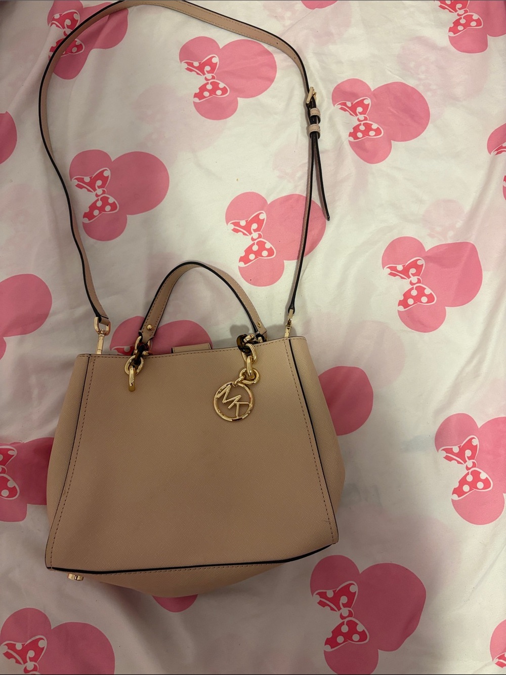Michael Kors Blush Saffiano Leather Satchel with Gold Hardware